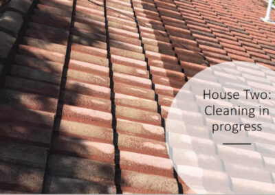 tile roof clean in progress - Gold Coast